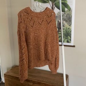 Madewell burnt orange sweater size large with v cutouts and crew neck